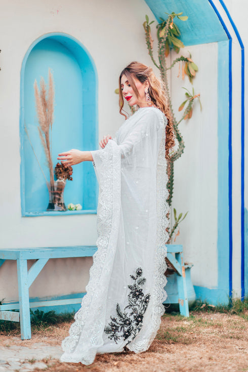 White Festive Saree ll